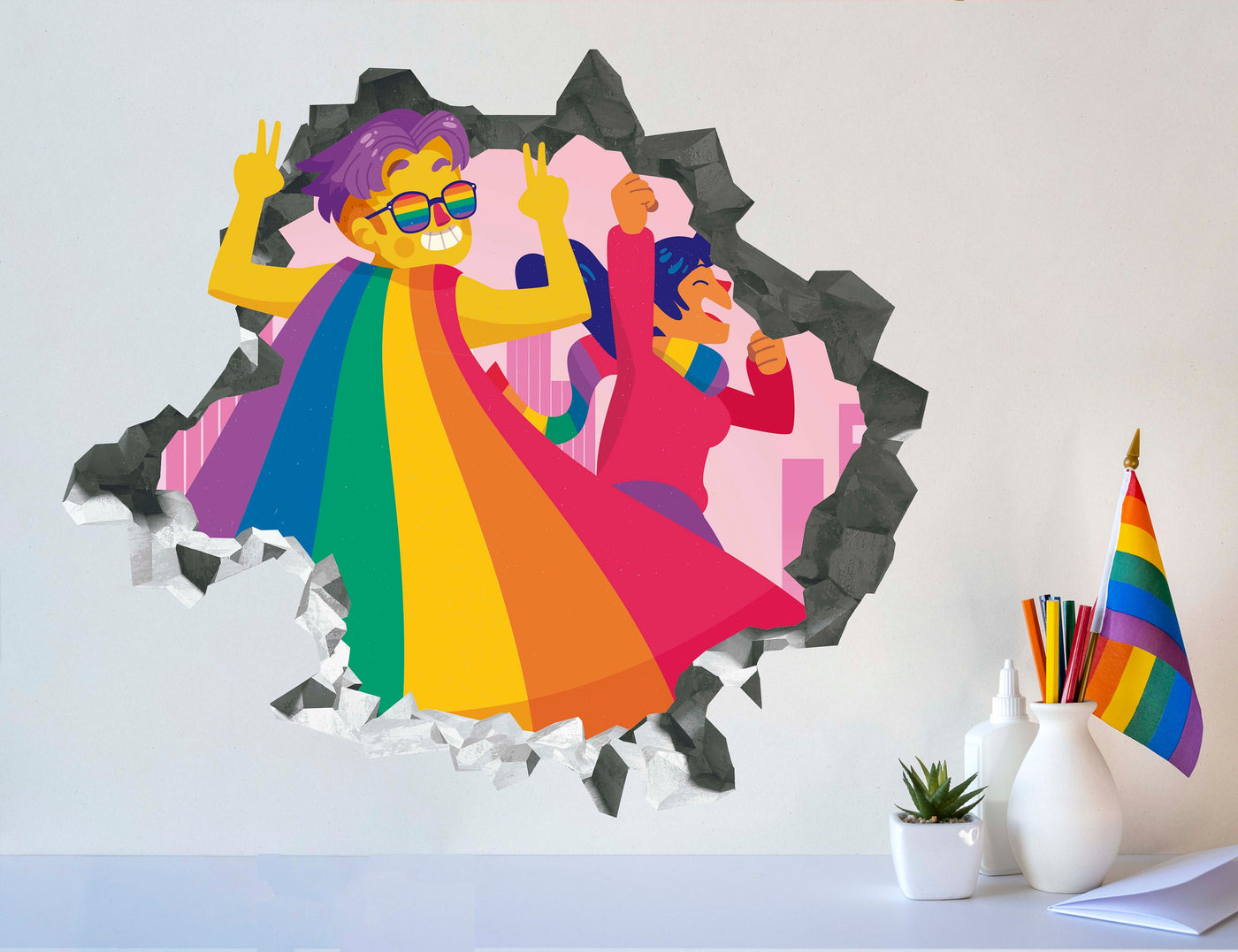 Celebration of Pride March Wall Decal - LGBTQ+ Parade Wall Decor - March of Love Wallhole Decal - Stand With Pride March Decal - Equality