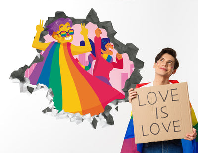 Decalque de parede da Marcha do Orgulho - Decoração de parede da parada LGBTQ + - Decalque Wallhole da Marcha do Amor - Decalque da Marcha do Orgulho - Igualdade