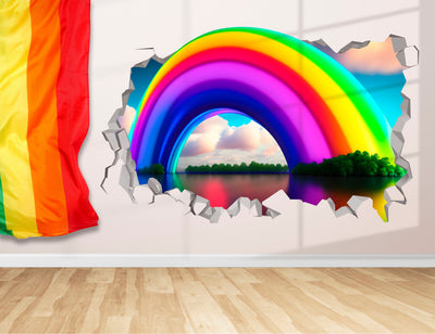 Gigantic Rainbow Wallhole Sticker - LGBTQ+ Parade Wall Decor - Spectacular Rainbow Wall Art - Rainbow Illusion Wall Sticker - Pride Month