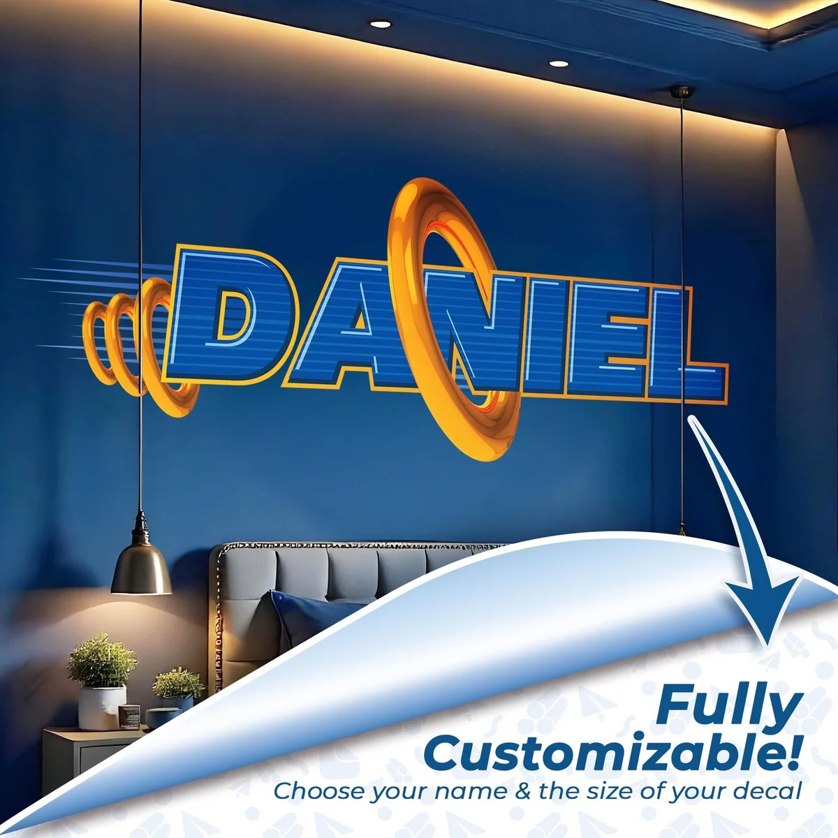Daniel's Speedy Adventure wall decal in a kids room