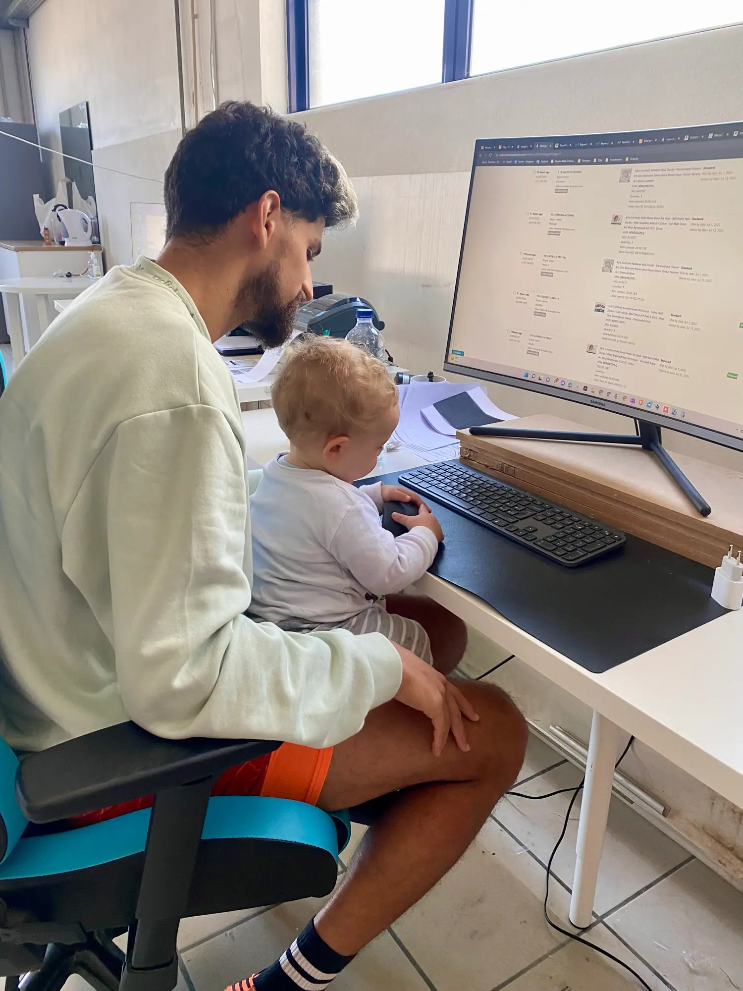 Theo learning the craft from dad